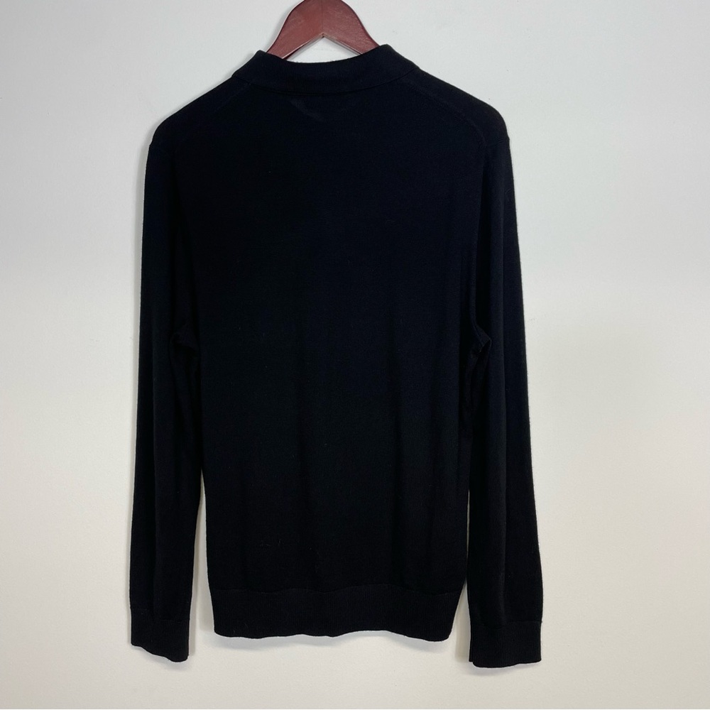 Vince Men's Black Wool Long Sleeve Polo Sweater Size M - Picture 3 of 12
